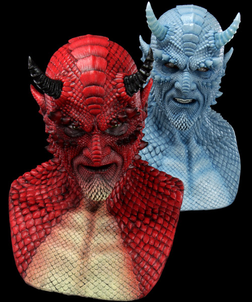Tolk Bliver til Rød Belial the Demon Silicone Mask - Devil Costume Mask